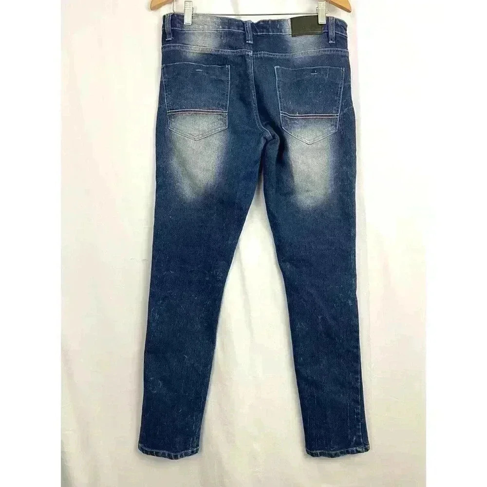 Southpole Blue Skinny Jeans Denim Moto Biker‎ Stretch 32x32 Mens - Picture 2 of 11